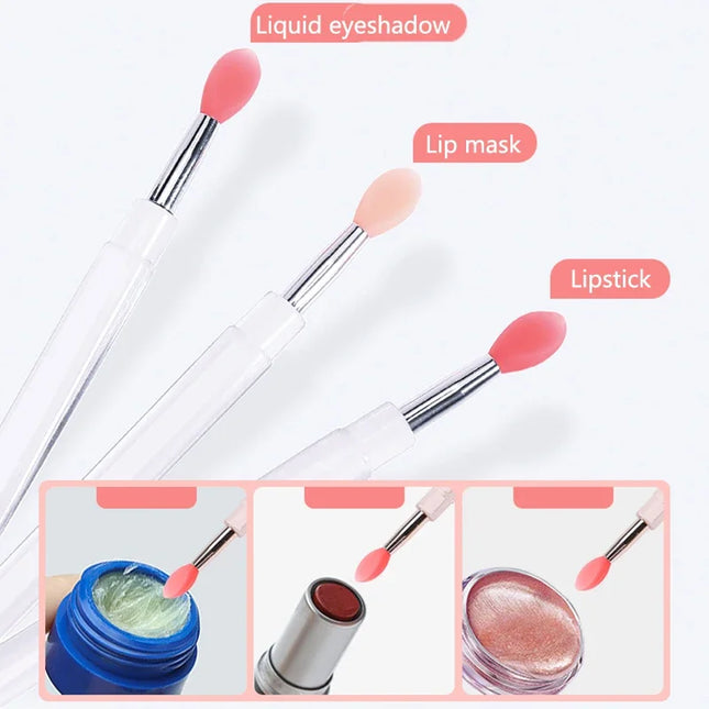 1/3/10pcs Portable Silicone Lip Brush with Cover Soft Multifunction Lip Balm Applicator Lipstick Lipgloss Makeup Brush Reusable