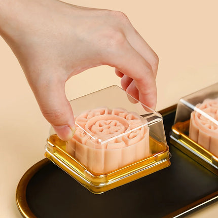 50pcs Clear Plastic Mini Cake Box Set  Baking and Kitchen Tools, ldeal for Camping, Dining, Restaurants and Bakeries