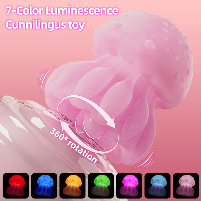 Tongue Licking Vibrator 10 Modes Vibration LED Rainbow Color Jellyfish Vibrator Nipple Clitoral Stimulator Sex Toy for Adults 18+