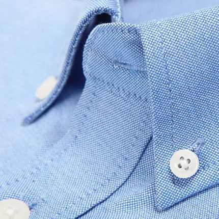 New Men's Oxford Spinning Short Sleeve Solid Color Tooling Business Casual White Shirt Slim Fit Trend Long Sleeve Casual Shirts