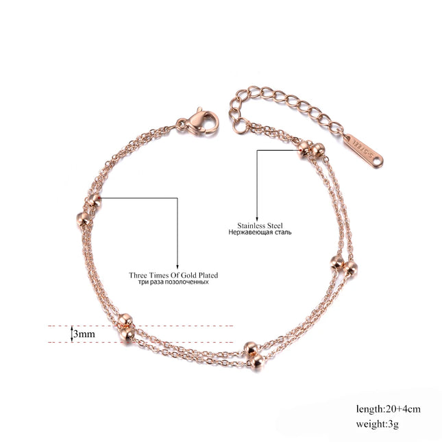 Lokaer Trendy Double Layer Handmade Beads Anklet For Women Barefoot Sandals Bracelet Anklets Foot Gothic Boho Jewelry A21011