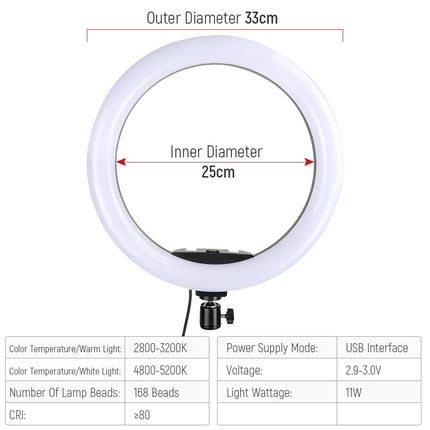 26cm 10inch Led Selfie Ring Light Round Ring Lamp with Phone Holder Photography Fill Lighting with Tripod for Youtube Live Video