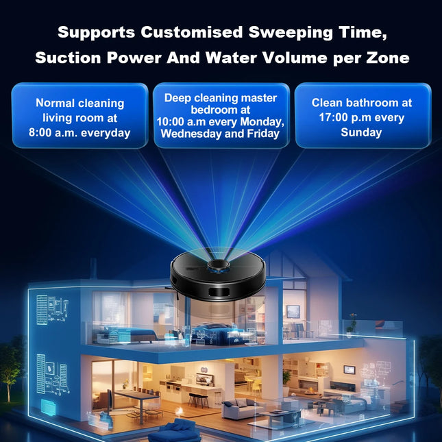 LDS Robot Vacuum Cleaner & Mop Liectroux M70 Pro, Wet Dry Cleaning, Self-Empty, Multi-floor Map, 6500Pa, Carpet Boost, Max. 175Mins Run