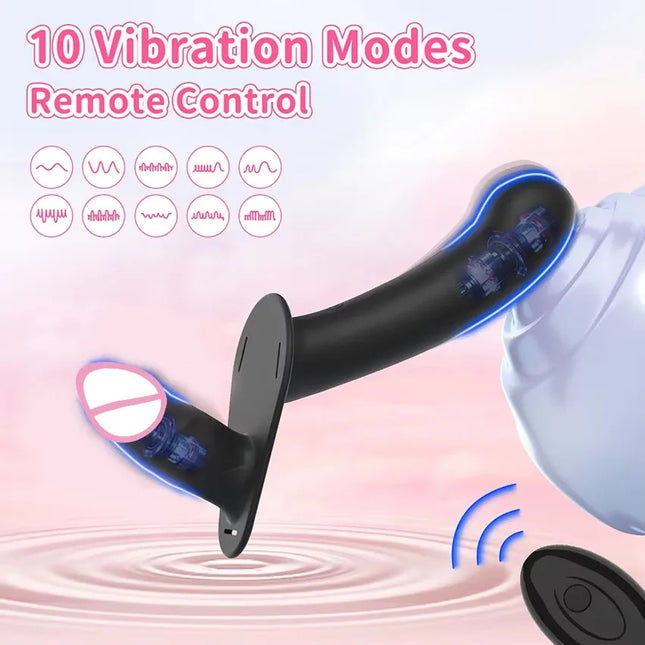 Double Head Penetration Strap On Remote Control Dildo Vibrator for Lesbian Vagina G-Spot Massage for Women Sex Toy Adult Product
