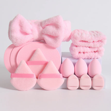 15 件套 Cosmetic Puff Makeup Sponge Blender Beauty Egg Foundation Sponges Puff Wash Face Headband Wristband Make up Accessories