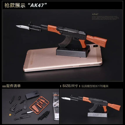 1/6 4D Gun AK47 MG42 MSR Barrett Sniper Rifle Gatling Soldier Weapon Assembly Plastic Model Kit Military Building Block Toy