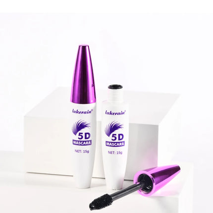 Lakerain 5D Mascara Eyelashes Lengthening Long-Lasting Intense Black Waterproof Nourishing Smudge-Proof Mascara Eye Makeup