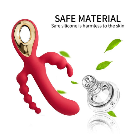 3 In 1 Dildo Rabbit Vibrators For Woman Clitoris Massage Anal Beads Sex Toys For Adults G-Spot Stimulation Female Masturbator 18