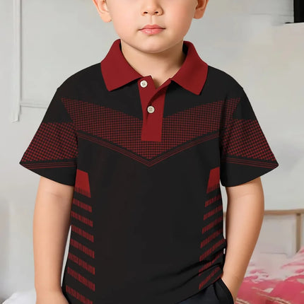 Polo Shirts for Kids Gradient Striped 3D Print Fashion Child Polo Shirt Boy Clothes Lapel Tops Street Casual Children's Clothing