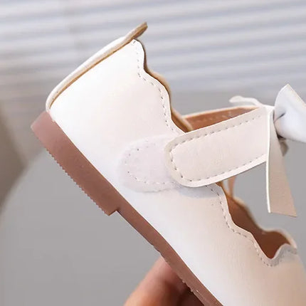 Girls Mary Jane Shoes Children Solid Color Bow Round-toe Bow 2024 New Kids Fashion Soft Moccasin Shoes Baby First Walker Shoes