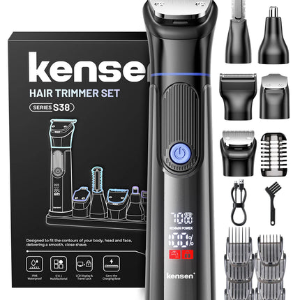 Kensen S38 Electric Hair Trimmer for Men 6 in 1 Body Hair Shaver Nose Beard Trimmer IPX6 Waterproof Hair Cutting Machine Barber