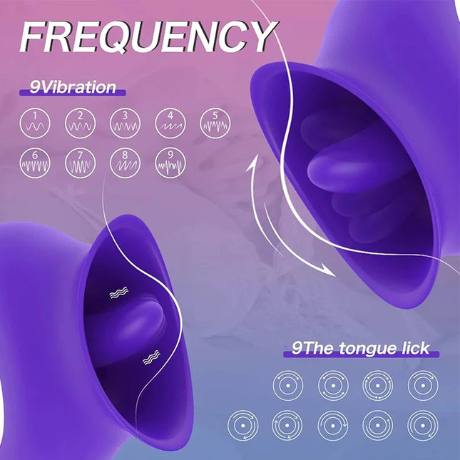 Clitoris Tongue Licking Vibrator Female G Spot Orgasm 9 Speed Stimulator Nipple Pleasure Sex Toy for Women Masturbation Aid