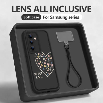 Sweet Love Hearts Lanyard Phone Case For Samsung Galaxy S25 S24 FE S23 S22 Ultra S25 Edge A56 A16 A17 A26 A55 A15 A54 5G Cover