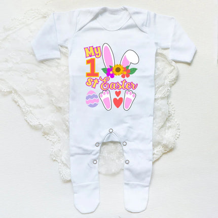 My First Easter Bunny Print Baby Bodysuit Babygrow Sleepsuit Rabbit Infant Long Sleeve Outfit Clothes Infant Easter Party Romper