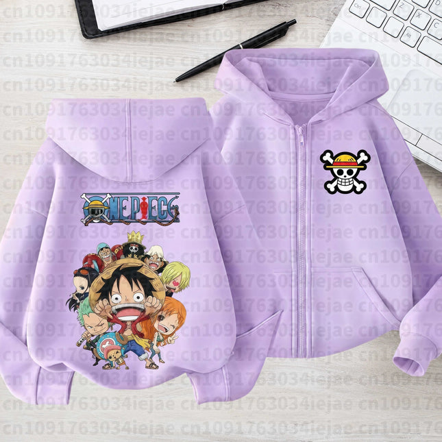 2026 One Piece Anime Hoodie Zipper Hoodie Men Women Luffy Print Graphic Streetwear Casual Pullover Long Sleeve Tops Autumn