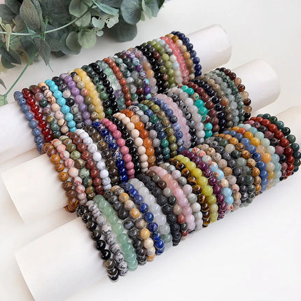 Natural Stone Pink Zebra Beaded Bracelet 6/8mm Dalmatian Jasper Rhodochrosite Agate Bracelet Gemstone Beads Bracelet
