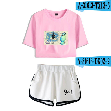 Youthful Movie Joe Gardner T-shirts shorts Pants Dew navel Sport Girls Short Sleeve Suits Sexy Girls Summer Two Pieces sets