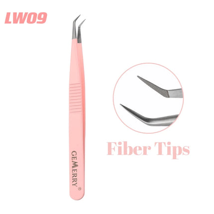 Gemerry Eylashes Tweezers Professional Eyelash Extensions Eyebrows Stainless Steel Fiber Tips Anti-Static Tweezers Tools Makeup