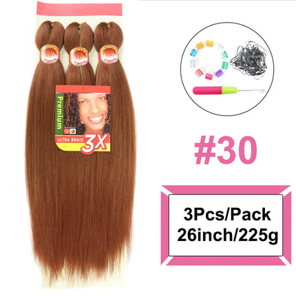 Braiding Hair Pre Stretched 3X Braid 26 Inch Ombre Braiding Hair Blonde Synthetic Fake Hair Extensions for Crochet Twist Women