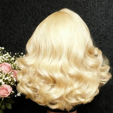 613 Blonde Wig 13x4 HD Short Bob Body Wave Lace Front Wig Synthetic Pre Plucked Glueless Daily Wear Cosplay On Clearance Sale