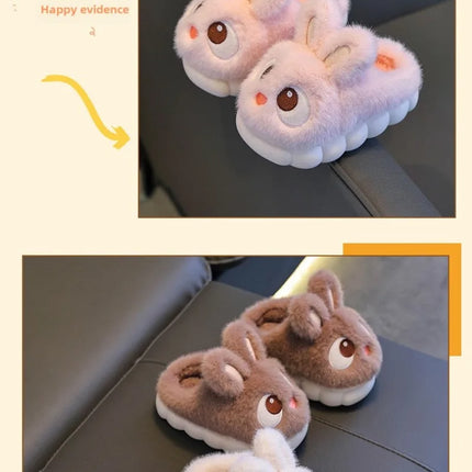 2024 New Cute Rabbit Children's Cartoon Winter Slippers Comfortable Warm House Shoes Boys Girls Indoor Home Fluffy Slippers