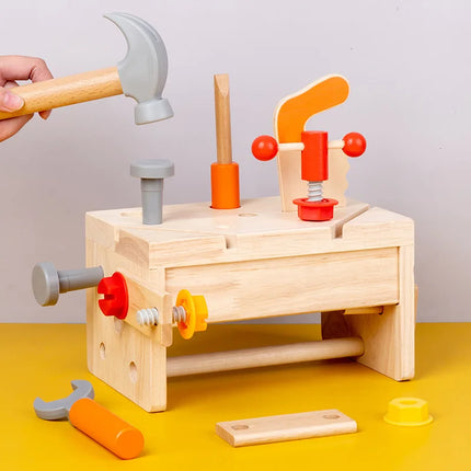 Kids Wooden Tool Bench Set with Repair Tools - Montessori Workbench, Construction & Educational Toy, Christmas Birthday Gifts