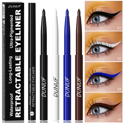 DUNUF 4-Color Longwear Eyeliner Pen – Waterproof & Smudge-Proof Formula for Precise, All-Day Definition