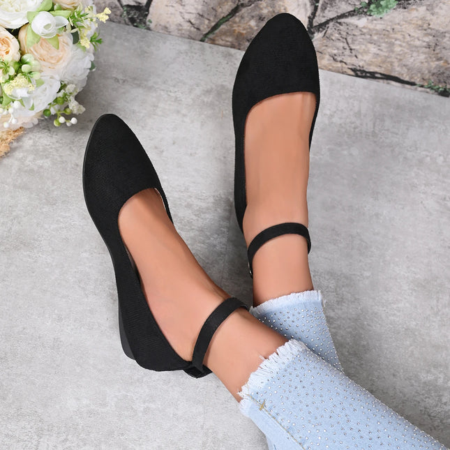 Women's Retro Mary Jane Shoes, Black Low-Top Square-Toe Ankle Strap Flat Shoes, Fashionable Retro Style, Comfortable Soft-Soled Ballet Flats, Suitable for Daily Wear, Spring and Autumn Seasons