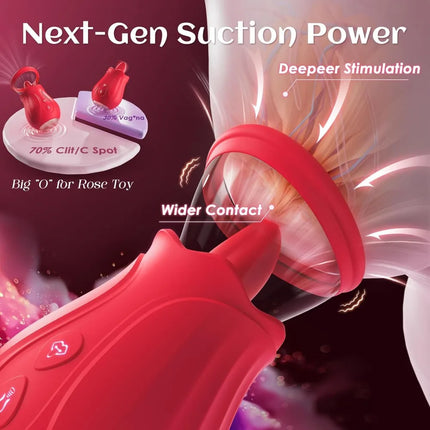 APP Control G Spot Rose Sex Toy 7 Sucking 10 Tongue 360° Licking Vibrating Clit Sucker Vibrators Removable Cup Nipple Clamps