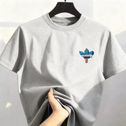 2026 New Best-selling Korean Street Pure Cotton Cartoon Printed Round Co Mfortable and Loose Men's and Women's T-shirts Tops
