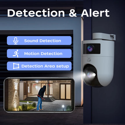 JOOAN 4K PTZ WiFi Camera Outdoor Dual Lens Dual Screen Auto Tracking HD Night Vision Security Protection CCTV Surveillance