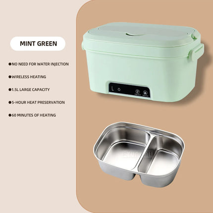 Portable Insulated Lunch Box No Water Wireless Heating Feature Fresh Food Storage Boite A Lunche Chauffant Electrique