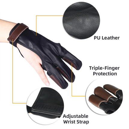 Archery Gloves and Bow Release Gloves PU Leather and Cowhide 3-Finger Guard S-XL for Men Women Child Youth Archery Glove Bow Glo
