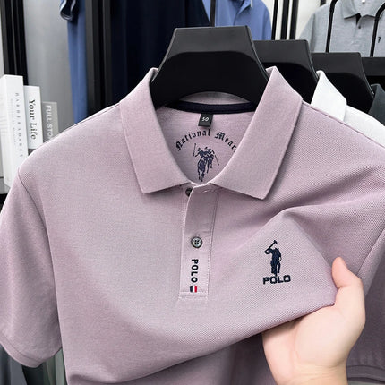 Luxury brand short sleeve silky cotton polo shirt summer new business men's T-shirt Paul Pony embroidered breathable casual top