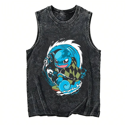 2026 Anime Men's Tank Top Pokemon Oversized Vintage Washed Vest Man Sleeveless Shirt Summer Y2k Clothes T Shirts Gym Clothes