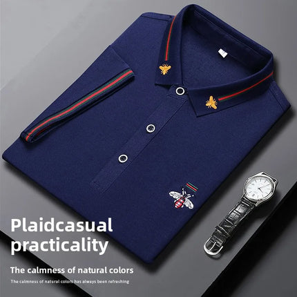 Brand Design Quality Men's POLO-Shirt Lapel Bee Embroid Short Sleeve New Summer T-Shirt Business Classic Fashion Trend Menswear