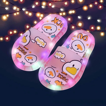 New Cute Luminous Kids Slippers Crystal Shoes Sparkling Lights Boys Girls Will Cartoon Glowing Cute Baby Cool Indoor Outdoor