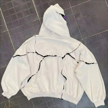 Versatile classic trendy Harajuku sweatshirt for men and women Y2K embroidered retro aesthetic eye print casual hooded pullover