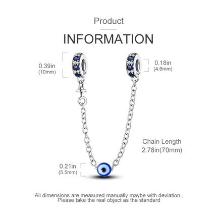 Sparkling Clear Silver Safety Chain 925 Sterling Silver Safety Chain Charm Beads Fit Original Bangle Bracelet DIY Jewelry