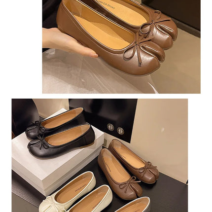 Summer Women's Bowknot Flat Tabi Ninja Shoes Pig Toe Slippers Lazy Person Horse Hoof Shoes Women Split Toe Mocassines Loafers