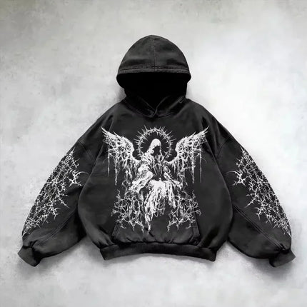 American Y2K New Hip Hop Trend Retro Hoodie Women Street Casual Loose Joker Vintage Sweatshirt Unisex Fleece Padded Warm Hoodie