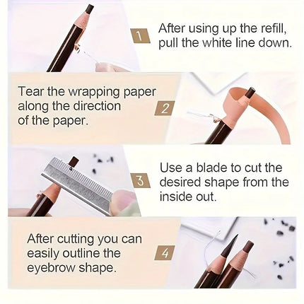 10pcs Hengsi Waterproof and Long-lasting Tear Off Eyebrow Pencil - No Need to Sharpen, Anti Smudging Suitable for All Skin Types