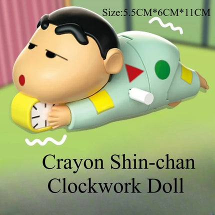 Crayon Shin-chan Clockwork Model Toy Don't Want To Get Up Anime Figure Model Toy Propel Alarm Clock Dynamic Crawl Toys Fun Gift