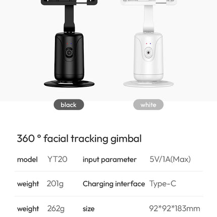 Smart Auto Tracking Phone Gimbal YT20 Foldable 360° Rotation Selfie Mount with Face/Object Tracking for Vlog/Live Stream