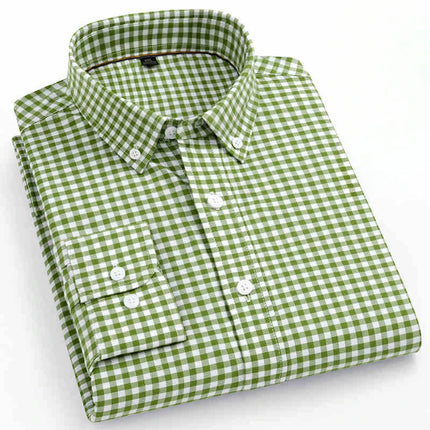 High Quality 100% Cotton Fashion Korena Popular Plaid Shirts for Men Slim Fit Formal Casual Shirt Trends Elegant Office Clothes