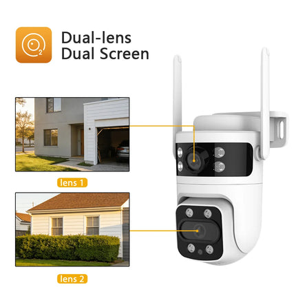 Boykeep Smart Home Security Camera,  Dual-lens Dual Screen1080P HD, Motion Detection, 3 Night Vision Modes,  Smart Home Assista