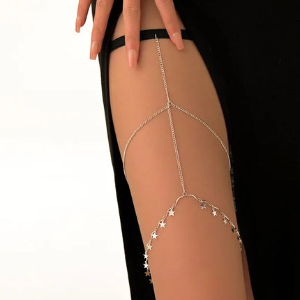 Sexy Summer Bohemian Thigh Chain Simple Body Chains for Women Double-layer Metal Leg Chain Festival Jewelry Accesorios Gift