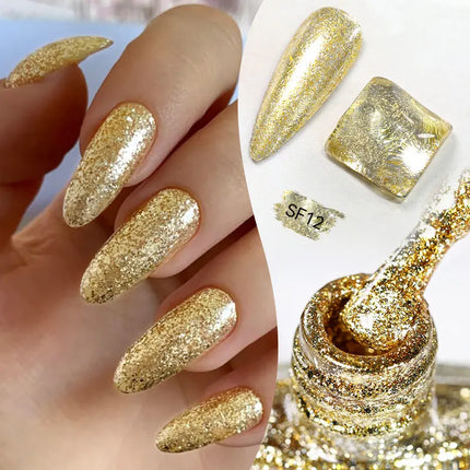 LILYCUTE 7ml Pink Glitter Nail Polish Colorful Bright Shining Pearl Effect Nail Art DIY Decoration No Need of Lamp to Cure