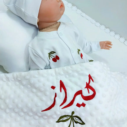 Dollbling Hospital Exit 5pcs Embroidery Name Newborn Angle Wings Romper Blanket  Nursery Bedding Swaddle Handmade Infant Outfit