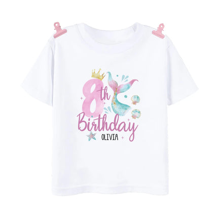 Personalized Fish 1-9 Birthday Girls Shirts T-Shirt Wild Tee Party Tee Shirt Unicorn with Name Clothes Kids Fashion Tops Outfit